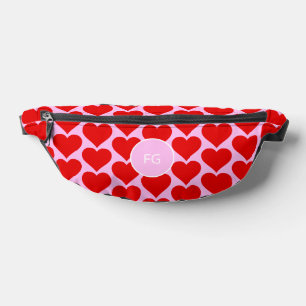 Sacs Banane Monogramme rouge coeur rose motif féminin