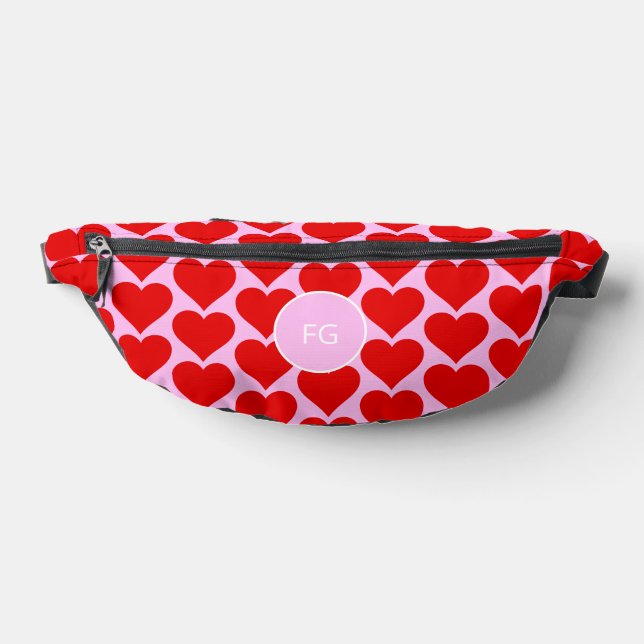 Sacs Banane Monogramme rouge coeur rose motif féminin (Poser)