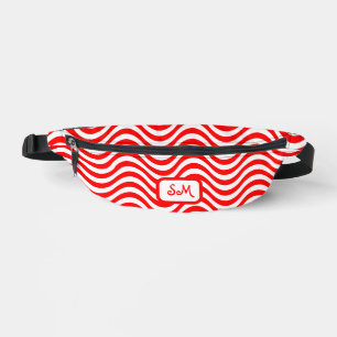 Sacs Banane Monogramme Rouge et blanc Tirages Vagues Psychédél