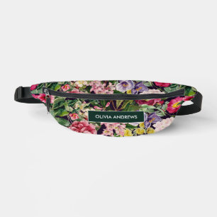 Sacs Banane monogramme vintage rose floral noir motif imprimé