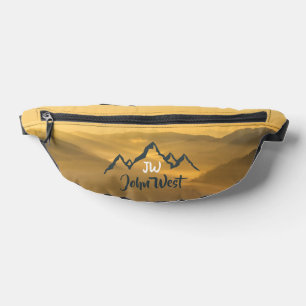 Sacs Banane Monographie de montagnes personnalisables Gold sun
