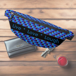 Sacs Banane Mosaïque moderne en noir, bleu royal, coutume