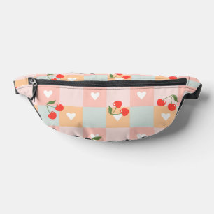 Sacs Banane Motif à carreaux pastel cerise et cœur