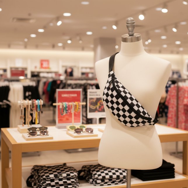 Sacs Banane Motif À damiers noir et blanc sophistiqué (Créateur téléchargé)