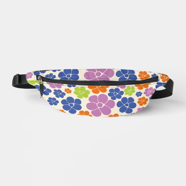Sacs Banane Motif à fleurs - Bleu, Orange, Violet, Vert (Recto)