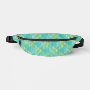 Sacs Banane Motif Abstrait à Damier Bleu Vert