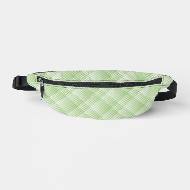 Sacs Banane Motif Abstrait à Damier Vert Blanc (Recto)