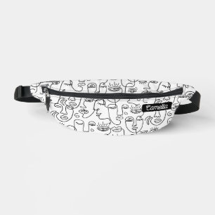 Sacs Banane Motif abstrait moderne de visage en noir et blanc