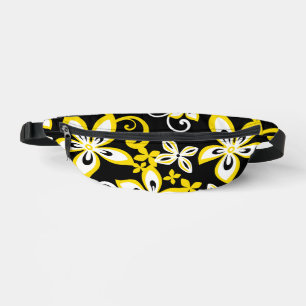 SACS BANANE MOTIF ALOHA HAWAII EN NOIR/JAUNE