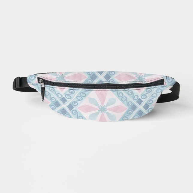 Sacs Banane motif bleu en forme de diamant (Recto)