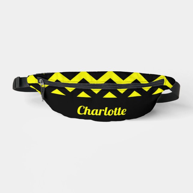 Sacs Banane Motif chevron jaune et noir personnalisable (Recto)