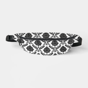 Sacs Banane Motif Damassé Rococo Noir sur Blanc