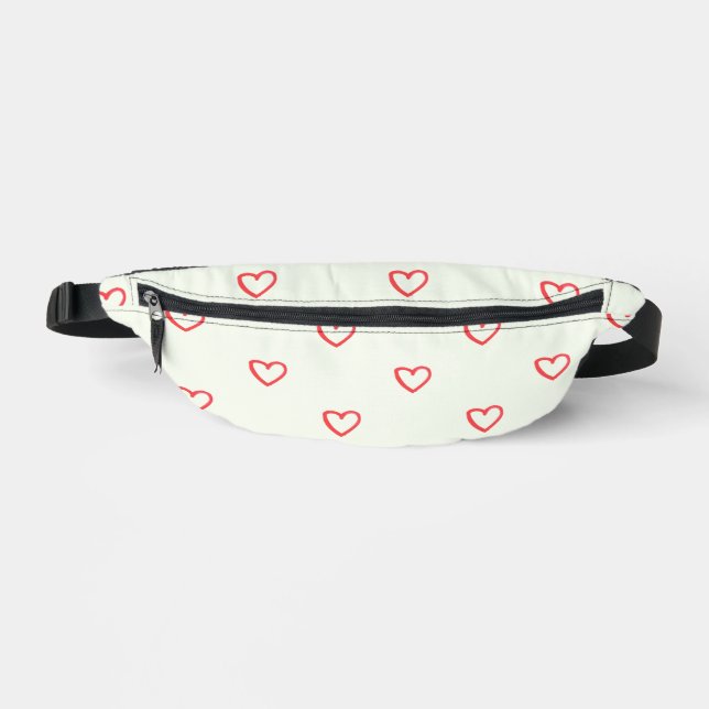 Sacs Banane Motif de cœurs rouges, Mignon, Amour (Recto)