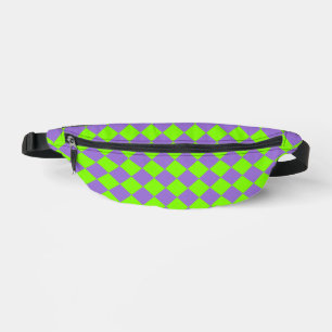 Sacs Banane Motif de diamant Purple Green Checker
