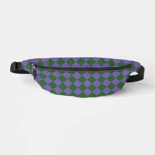 Sacs Banane Motif de diamant Purple Green Checker