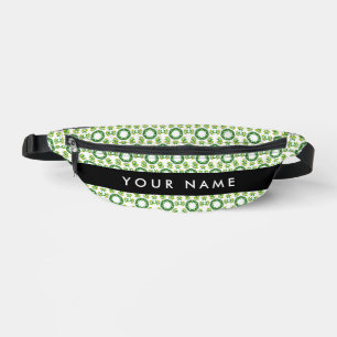 Sacs Banane Motif de feuille, feuilles vertes, votre nom