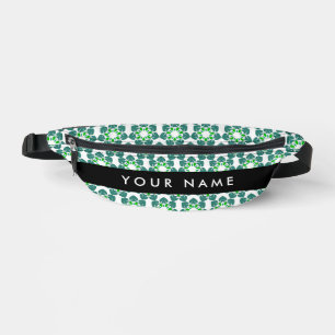 Sacs Banane Motif de feuille, feuilles vertes, votre nom
