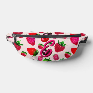 Sacs Banane Motif de fraise mignonne avec nom personnalisé