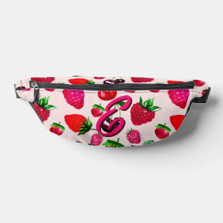 Sacs Banane Motif de fraise mignonne avec nom personnalisé