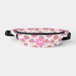 Sacs Banane Motif de fraises rose Monogramme personnalisé