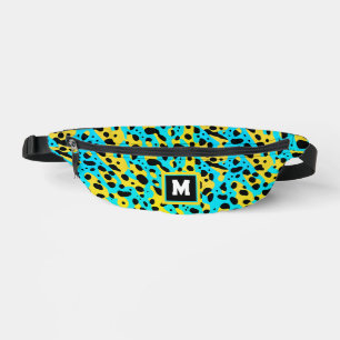 Sacs Banane Motif de léopard turquoise abstrait cool Monogramm