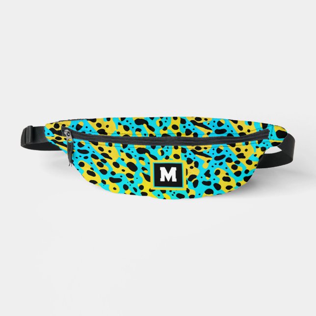 Sacs Banane Motif de léopard turquoise abstrait cool Monogramm (Recto)