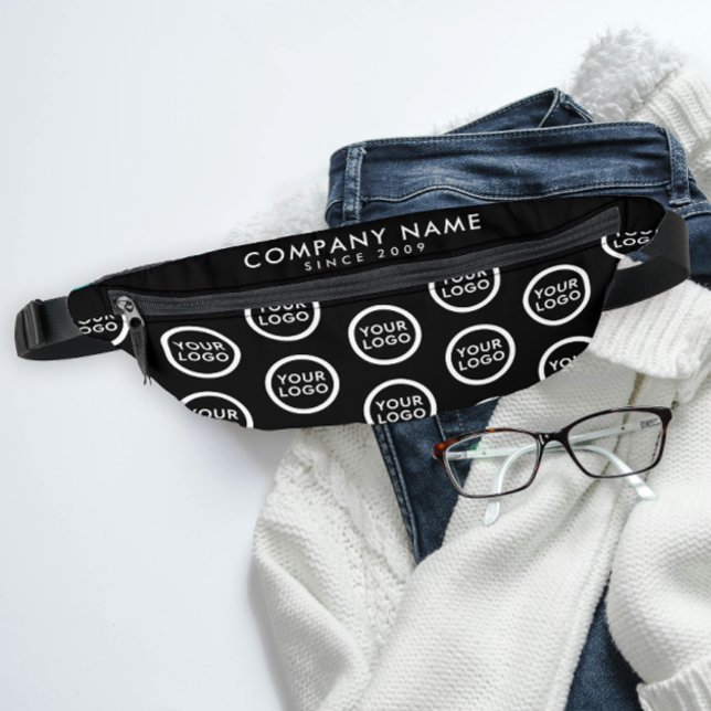 Sacs Banane Motif de logo promotionnel noir blanc chic (Créateur téléchargé)