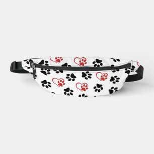 Sacs Banane Motif de pattes, pattes noires, pattes rouges, cœu