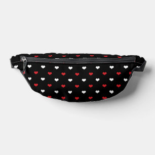 Sacs Banane Motif de petits cœurs rouges et blancs sur fond no
