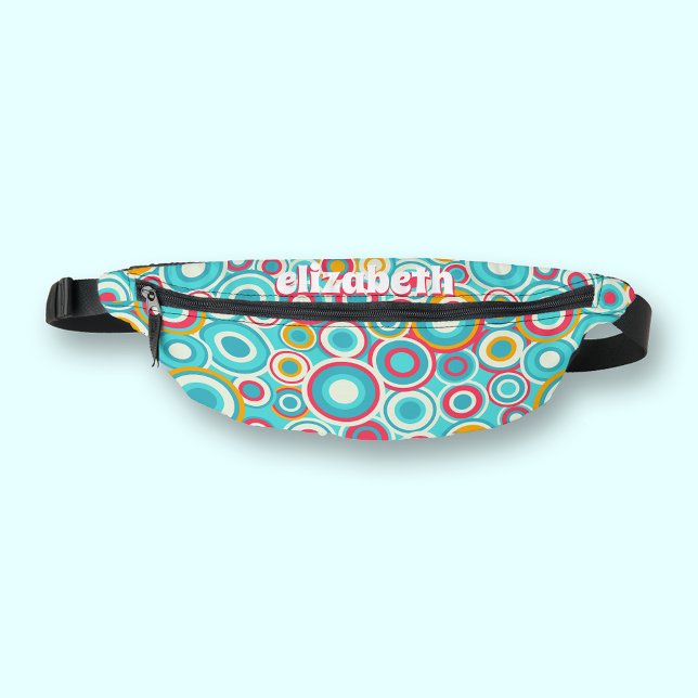 Sacs Banane Motif de point Super rétroactif (Retro groovy dot pattern fanny pack, personalized with your first name)