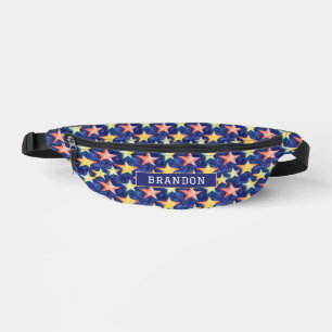 Sacs Banane Motif d'étoiles colorées et nom à l'aquarelle