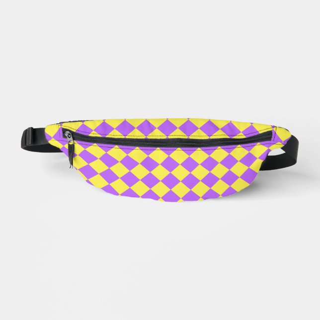 Sacs Banane Motif diamant à carreaux jaune violet (Recto)