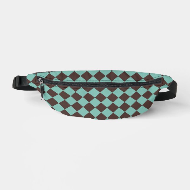 Sacs Banane Motif diamant à carreaux marron sarcelle (Recto)