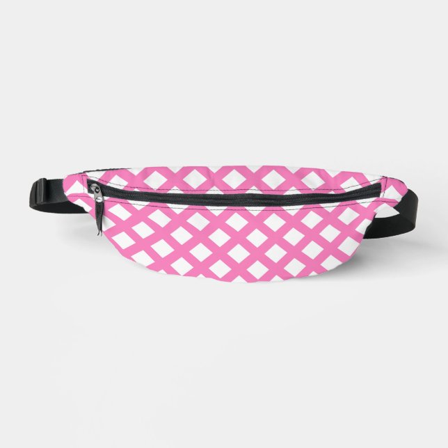 Sacs Banane Motif diamant damier rose blanc (Recto)
