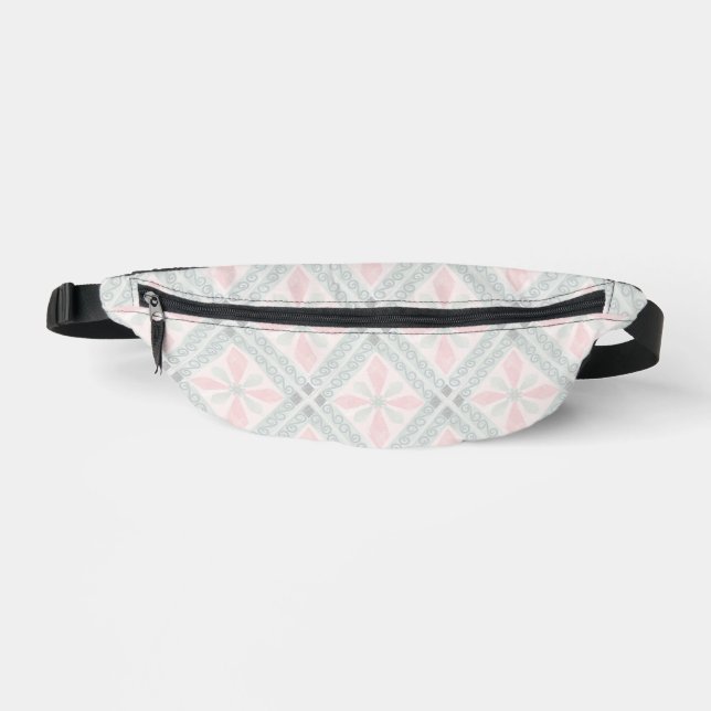 Sacs Banane Motif diamant pastel vert et rose (Recto)