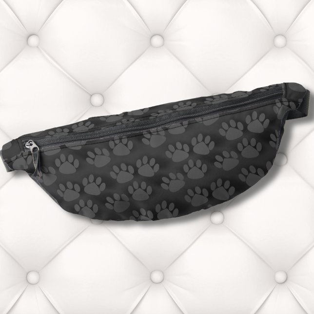Sacs Banane Motif Empreinte de patte mou (Modern Cute Black Gray Animal Paw Prints Pattern Fanny Pack)
