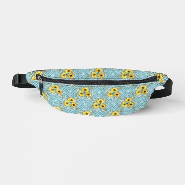 Sacs Banane Motif Fanny Pack Sunflowers et Blue Stripe (Recto)