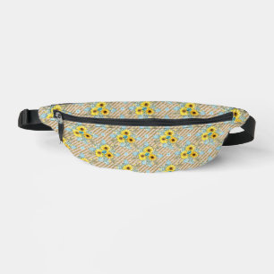 Sacs Banane Motif Fanny Pack Sunflowers et Gold Stripe