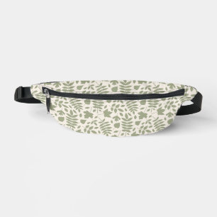 Sacs Banane Motif Feuille déchiré vert sur crème