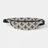 Motif Fleur de Lis, Bleu Royal Français sur Crème