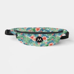 Sacs Banane Motif floral à monogramme aux feuilles hawaïennes