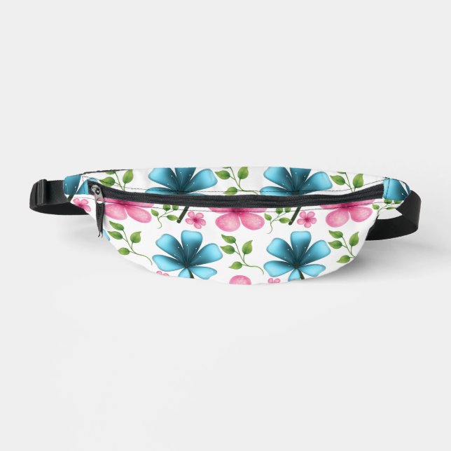 Sacs Banane Motif floral rose et bleu (Recto)