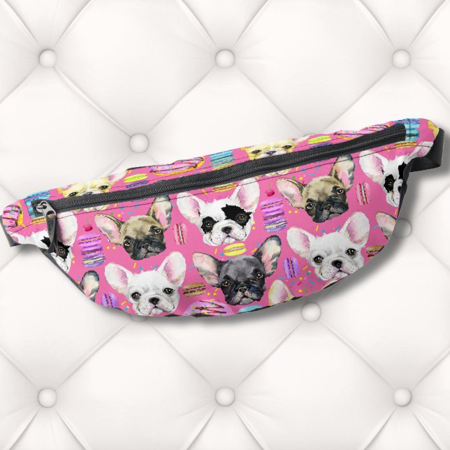 Sacs Banane Motif français de Bulldog Macaron (French Bulldogs and Rainbow French Macaron Cookies Fanny Pack)