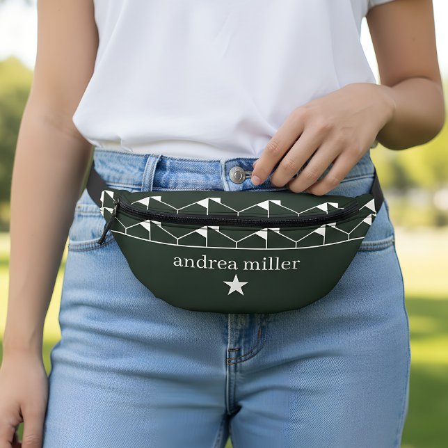 Sacs Banane Motif géométrique moderne avec étoile Monogram (fanny pack with name in green)