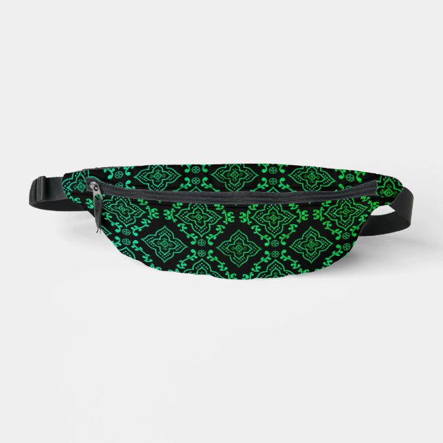 Sacs Banane Motif géométrique vert / Impression indienne (Recto)