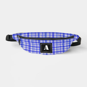 Sacs Banane Motif Plaid En vichy Vérifier Monogramme bleu fonc