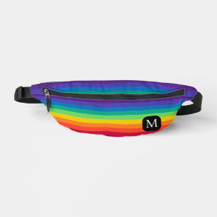 Sacs Banane Motif rayé mignon Monogramme Arc-en-ciel