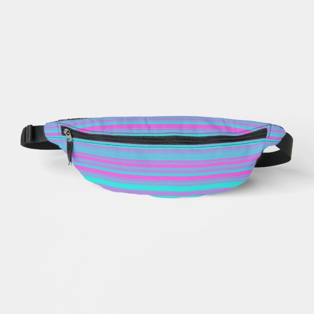 Sacs Banane Motif Rayures Rose Violet Bleu (Recto)