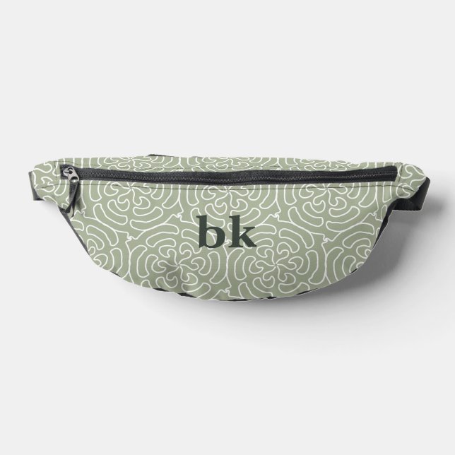 Sacs Banane Motif vert sauge moderne monogrammé (Poser)