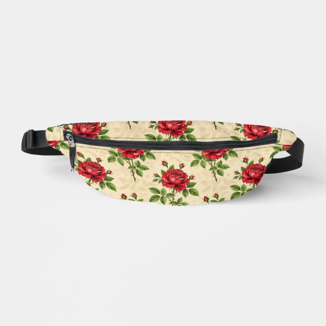 Sacs Banane Motif vintage rose rouge (Recto)